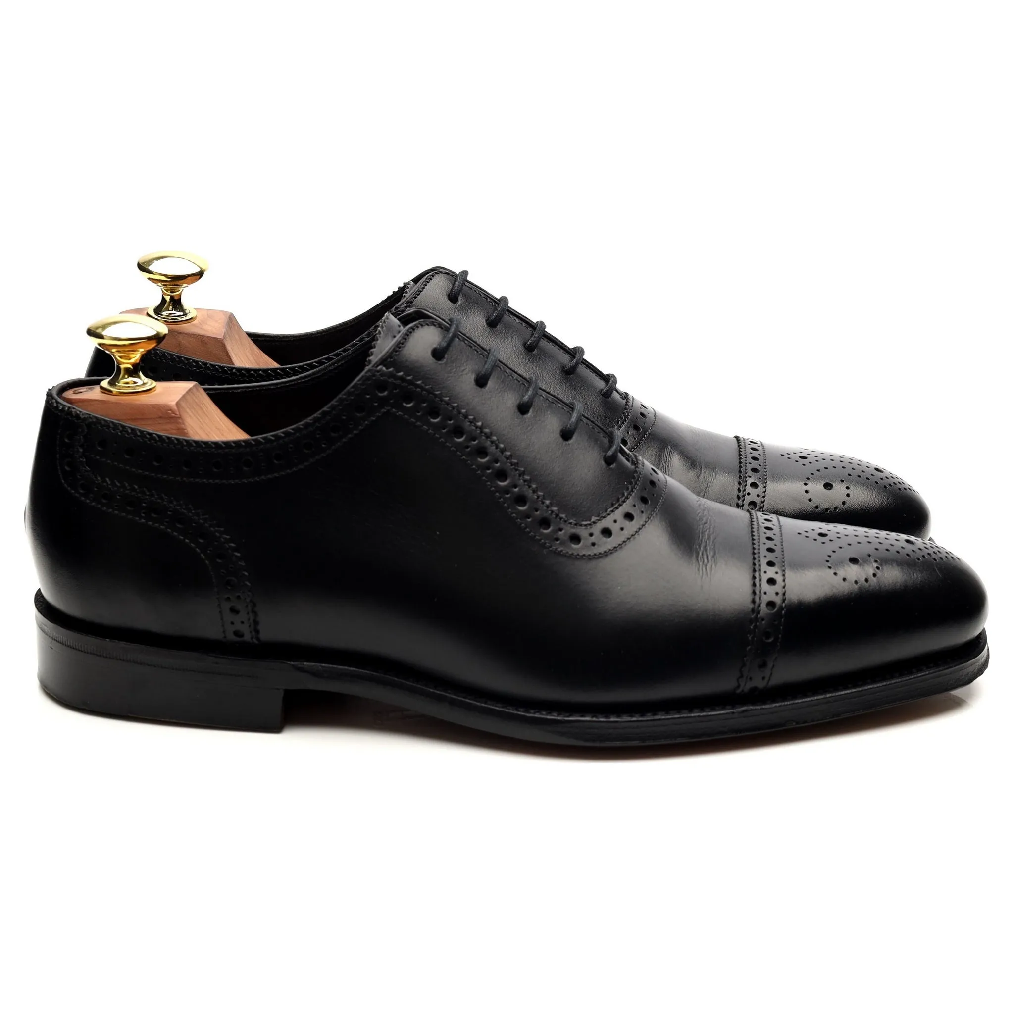 1880 'Strand' Black Leather Oxford Semi Brogues UK 7 F