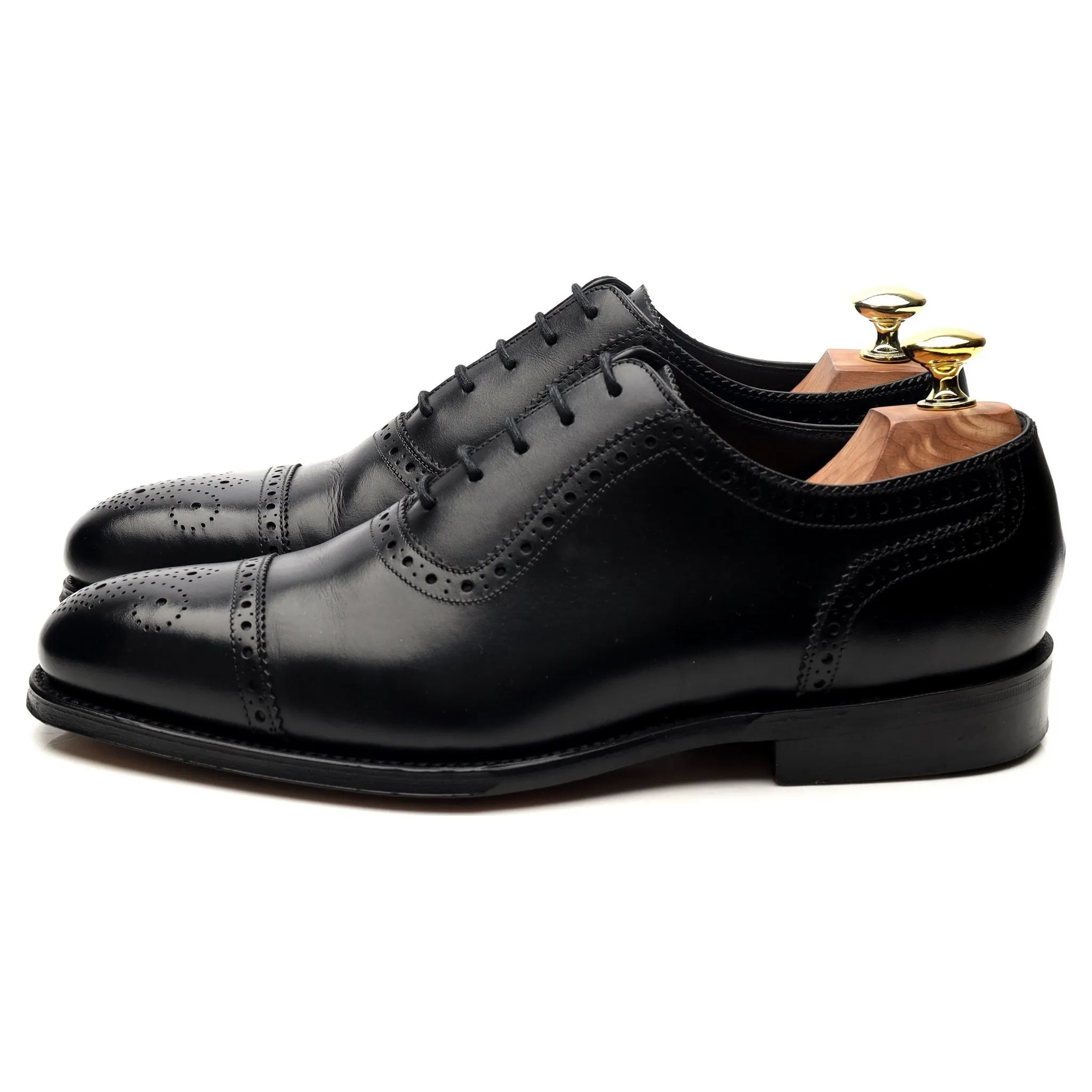 1880 'Strand' Black Leather Oxford Semi Brogues UK 7 F