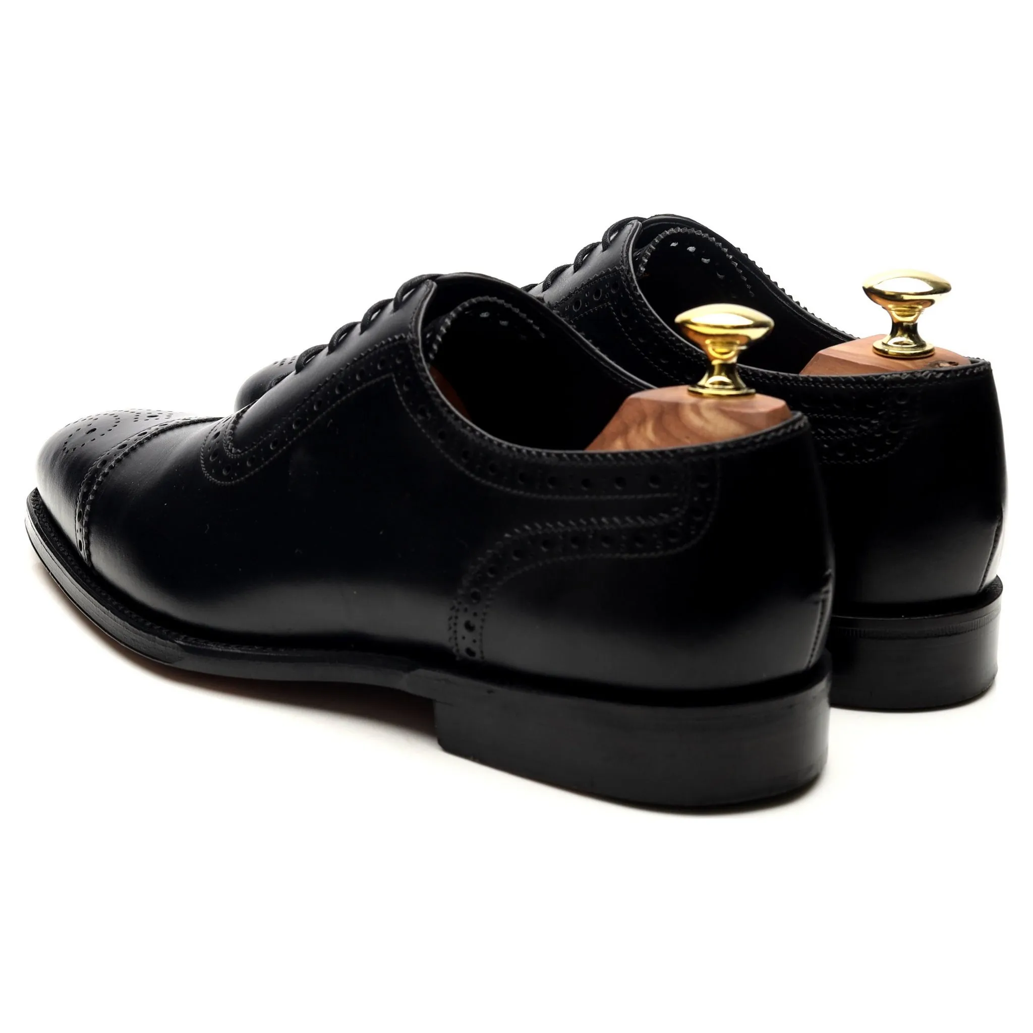 1880 'Strand' Black Leather Oxford Semi Brogues UK 7 F