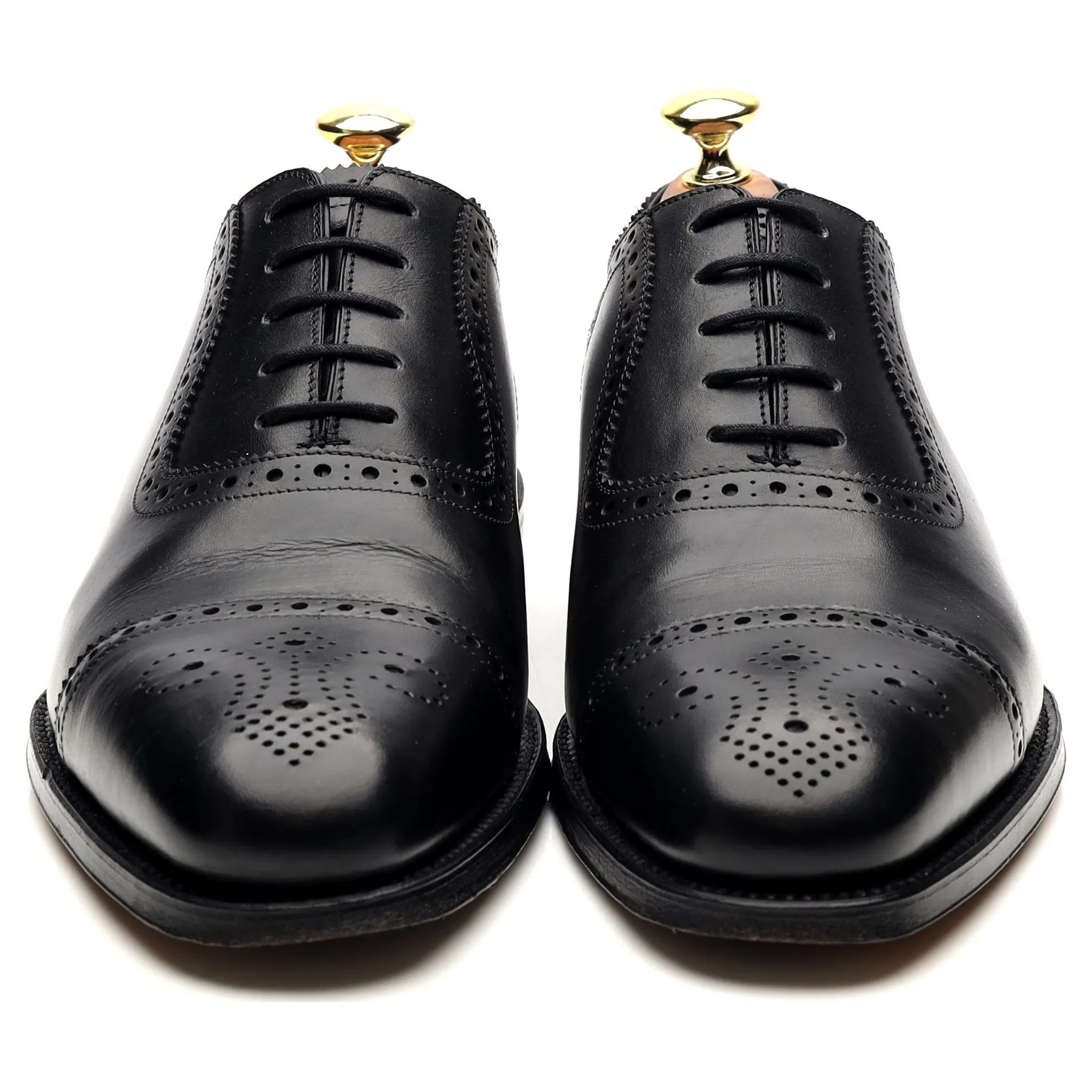 1880 'Strand' Black Leather Oxford Semi Brogues UK 7 F