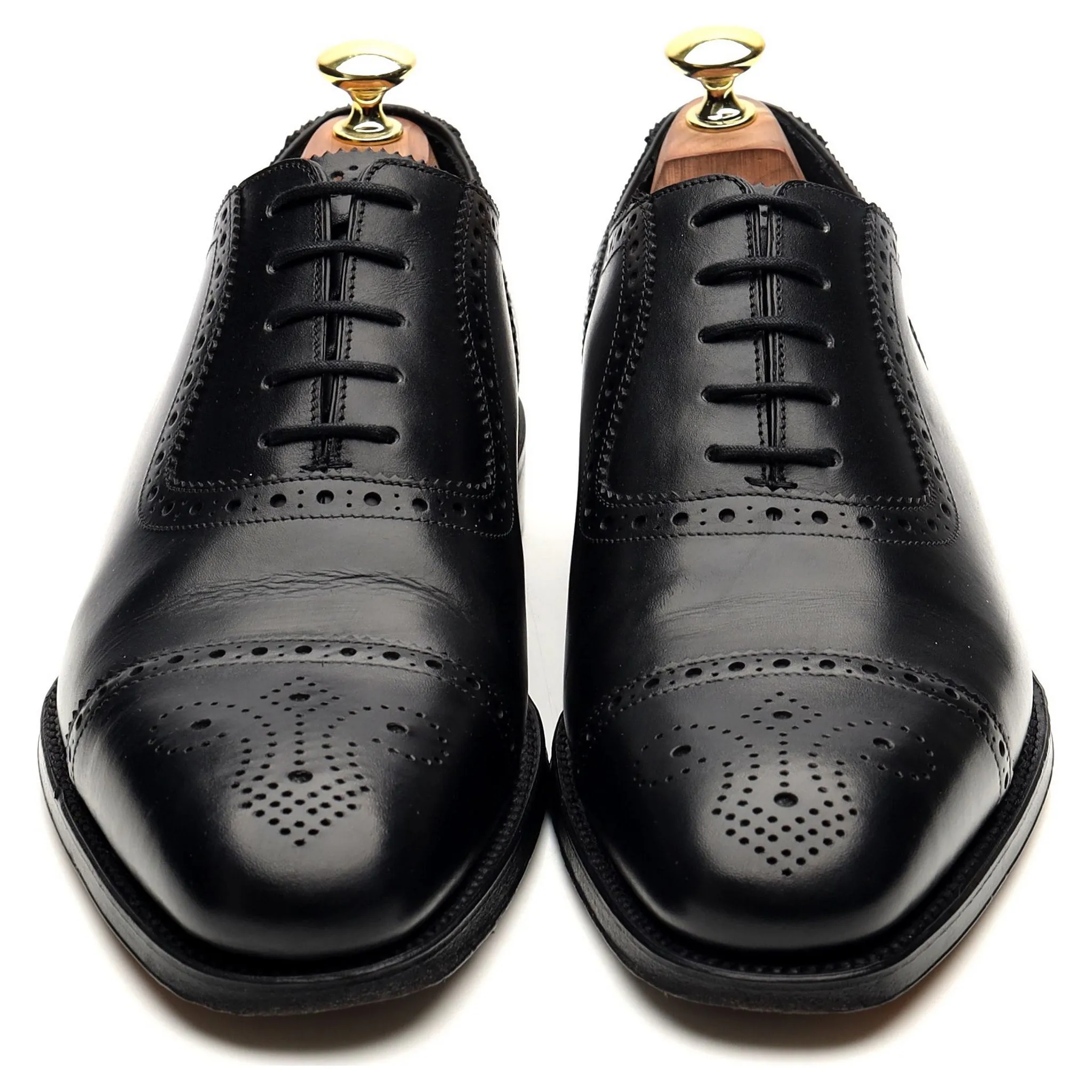 1880 'Strand' Black Leather Oxford Semi Brogues UK 7 F