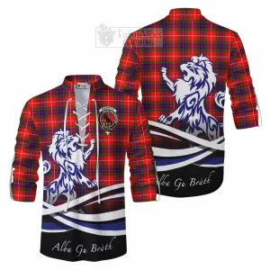 Abernethy Tartan Ghillie Kilt Shirt with Alba Gu Brath Regal Lion Emblem