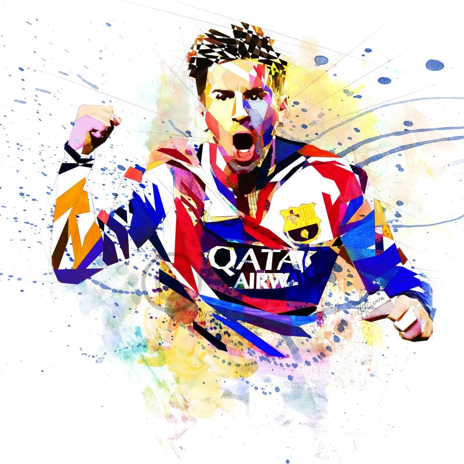 Abstract Canvas Soccer Wall Art Inspired by Lionel Messi // SOC-LM01