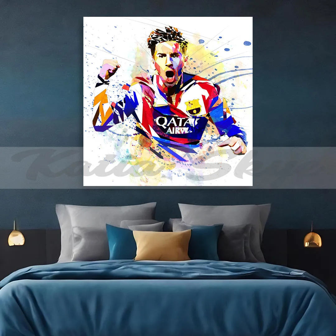 Abstract Canvas Soccer Wall Art Inspired by Lionel Messi // SOC-LM01