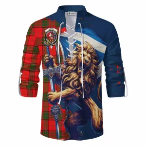 Adair Tartan Family Crest Ghillie Kilt Shirt with Scottish Majestic Lion