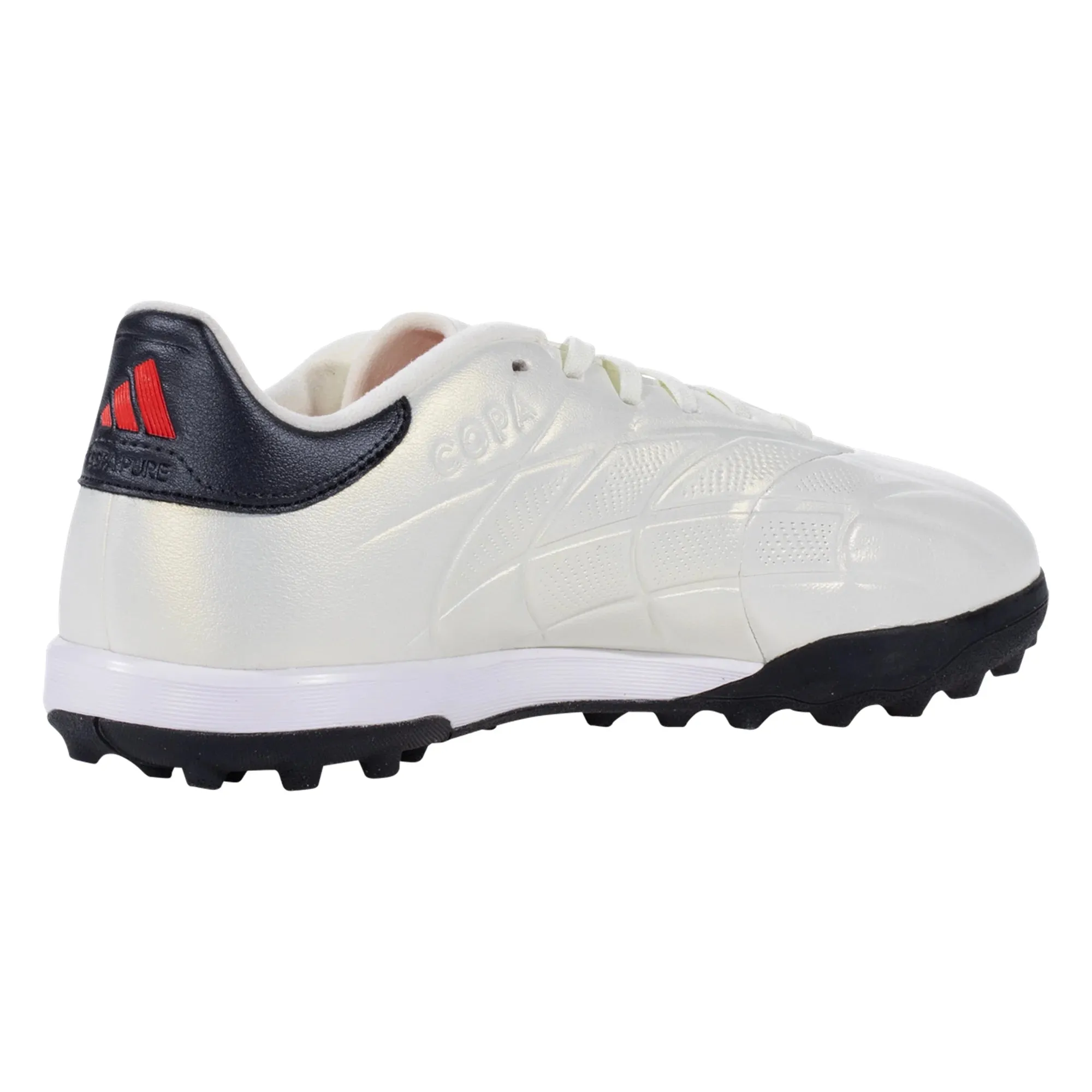 adidas Copa Pure 2 League TF Turf Soccer Cleat - Ivory/Core Black/Solar Red