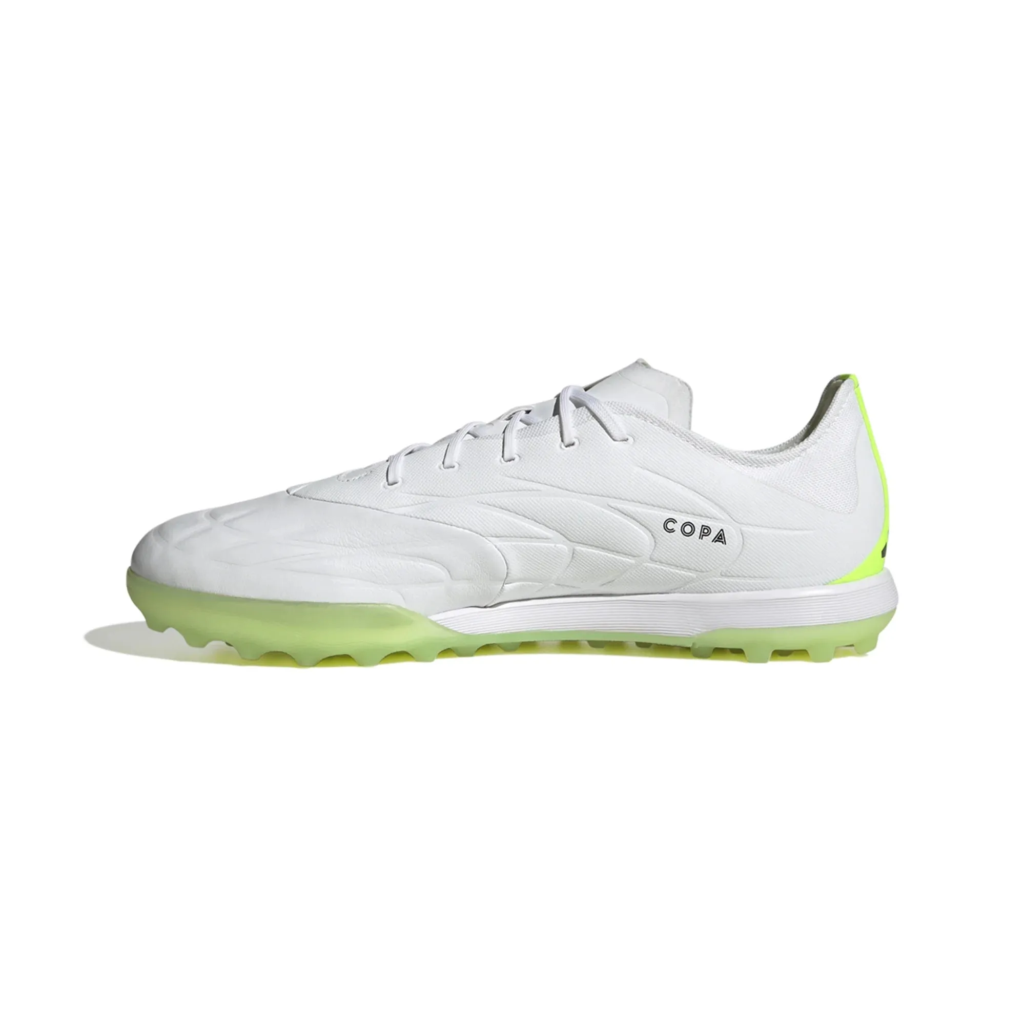 adidas Copa Pure.1 TF Turf Soccer Cleat - White/Core Black/Lucid Lemon