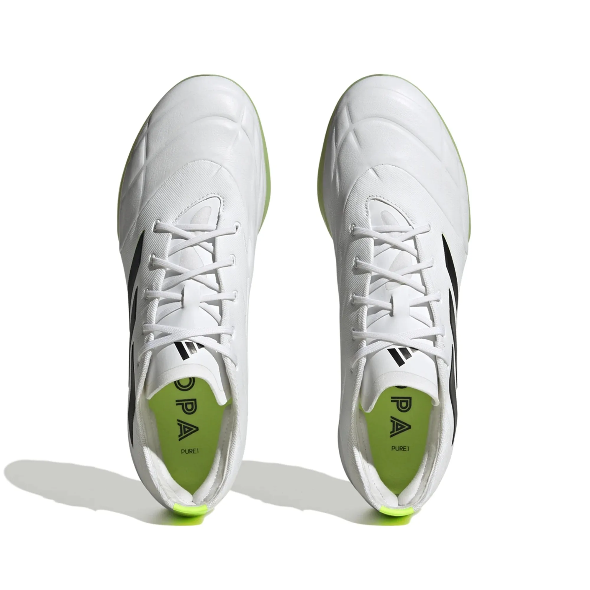 adidas Copa Pure.1 TF Turf Soccer Cleat - White/Core Black/Lucid Lemon