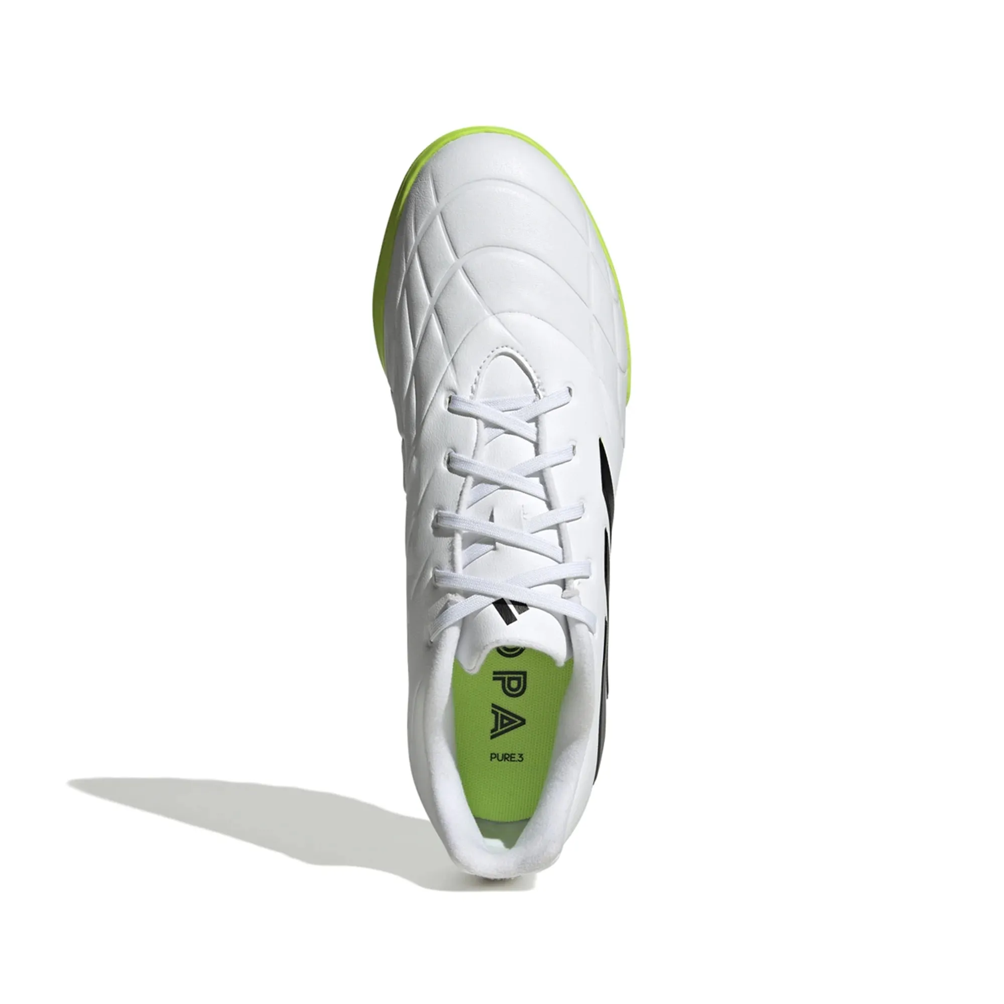 adidas Copa Pure.3 TF Turf Soccer Cleat - White/Core Black/Lucid Lemon