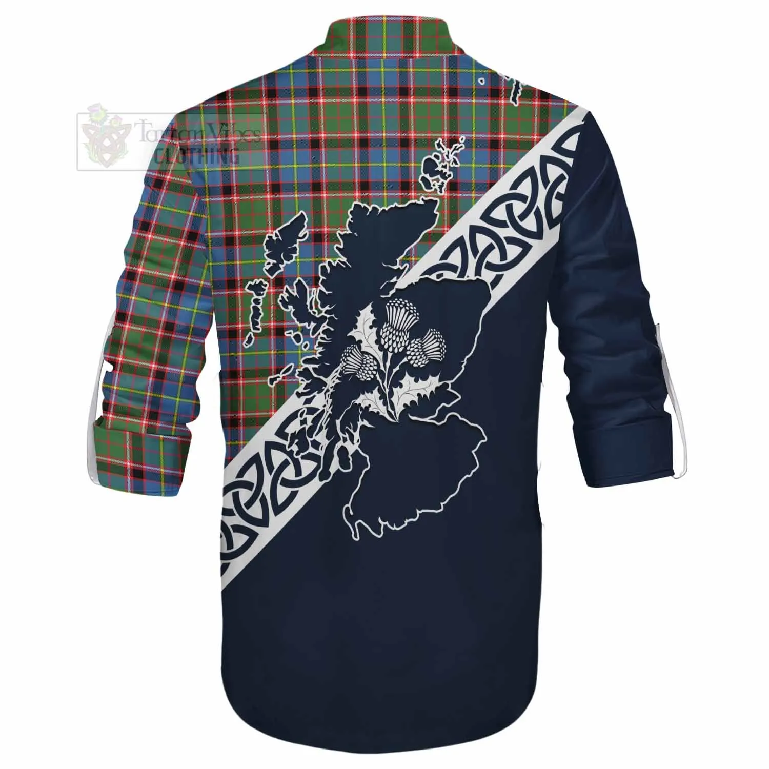 Aikenhead Tartan Ghillie Kilt Shirt Featuring Thistle and Scotland Map