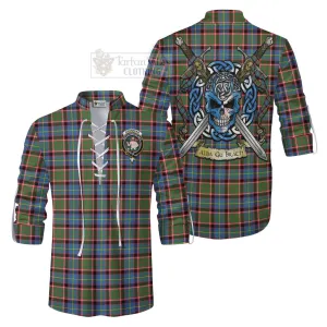 Aikenhead Tartan Ghillie Kilt Shirt with Family Crest Celtic Skull Style