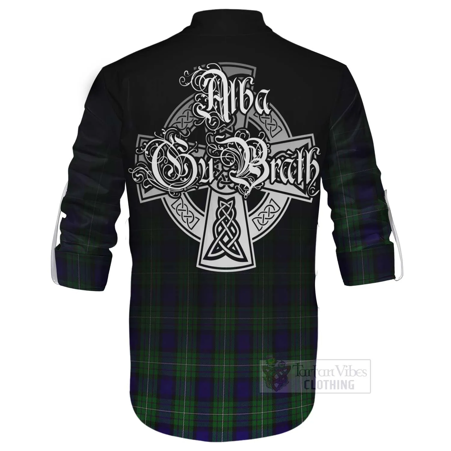 Alexander Tartan Ghillie Kilt Shirt Featuring Alba Gu Brath Family Crest Celtic Inspired