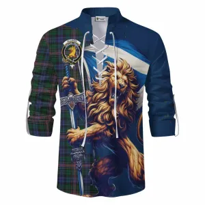 Allison Tartan Family Crest Ghillie Kilt Shirt with Scottish Majestic Lion