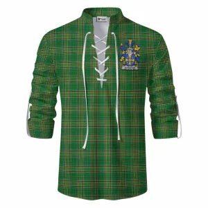 Alveston Irish Clan Tartan Ghillie Kilt Shirt with Coat of Arms