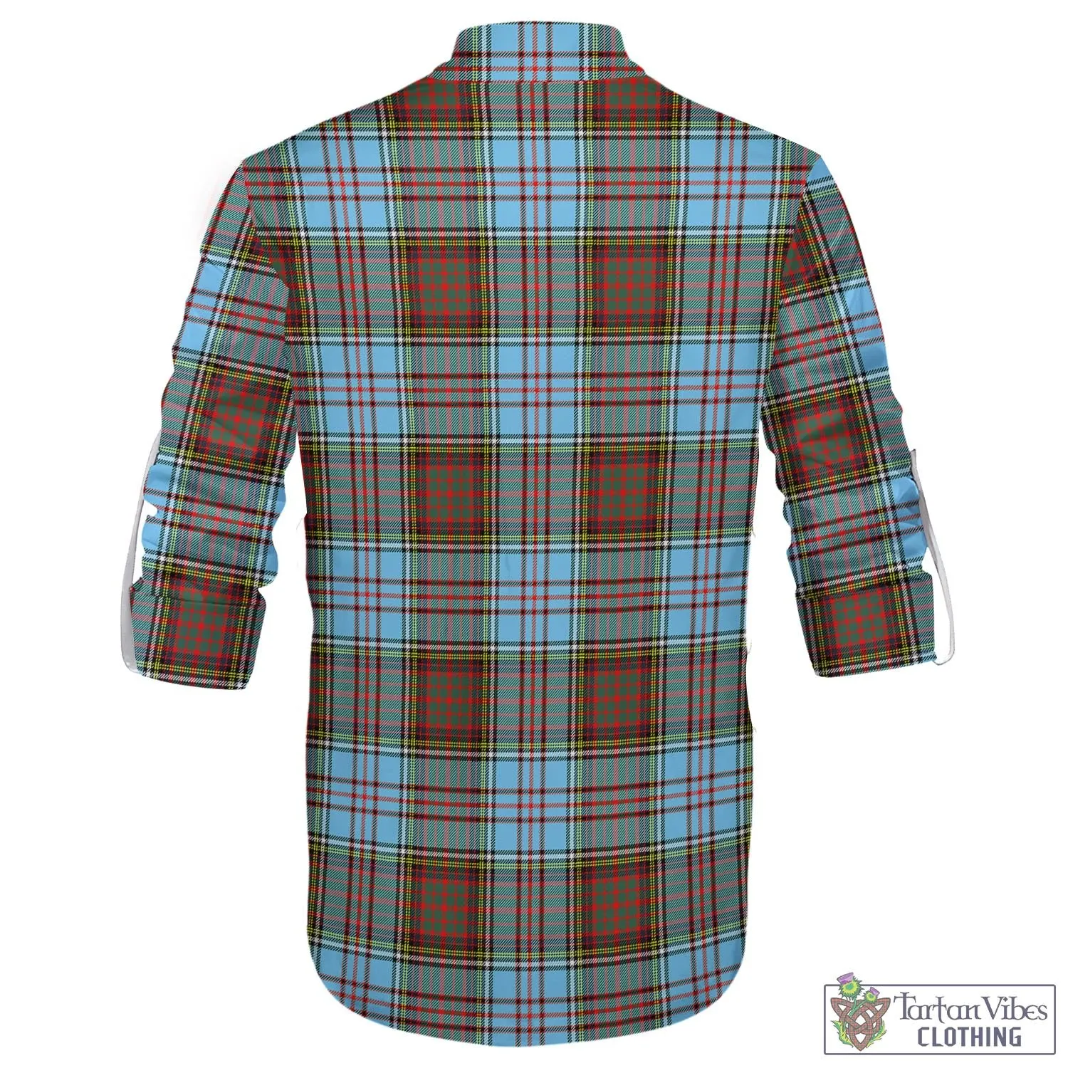 Anderson Ancient Tartan Men's Scottish Traditional Jacobite Ghillie Kilt Shirt with Family Crest