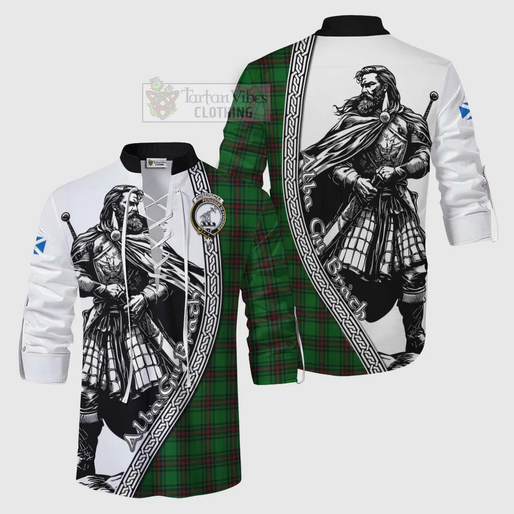 Anstruther Tartan Clan Crest Ghillie Kilt Shirt with Highlander Warrior Celtic Style