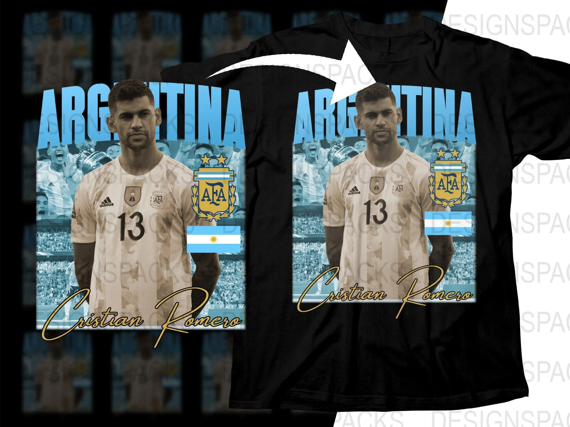 Argentina Soccer Star Cristian Romero Soccer Png Digital Download