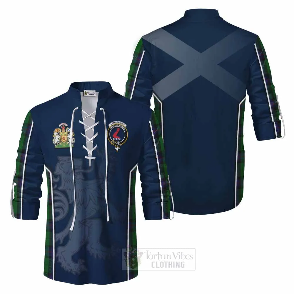 Armstrong Tartan Ghillie Kilt Shirt with Family Crest and Lion Rampant Vibes Sport Style