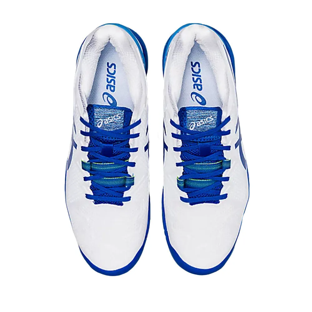 Asics GEL Resolution 8 White Tuna Blue Mens Tennis Shoes