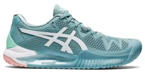 Asics Gel Resolution 8 Women's Tennis Shoes Smoke Blue/White