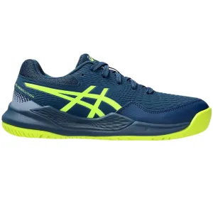 Asics Gel Resolution 9 Clay Youth Tennis Shoes - Mako Blue/Safety Yellow