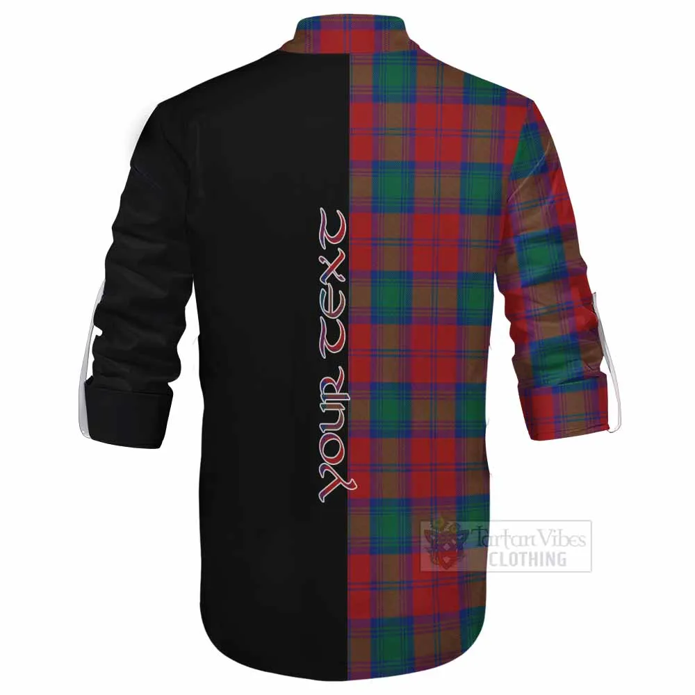 Auchinleck (Affleck) Tartan Ghillie Kilt Shirt with Family Crest and Half Of Me Style