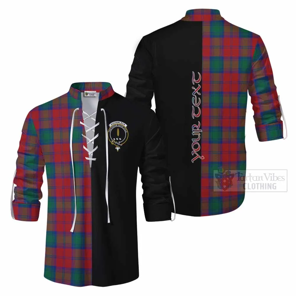 Auchinleck (Affleck) Tartan Ghillie Kilt Shirt with Family Crest and Half Of Me Style