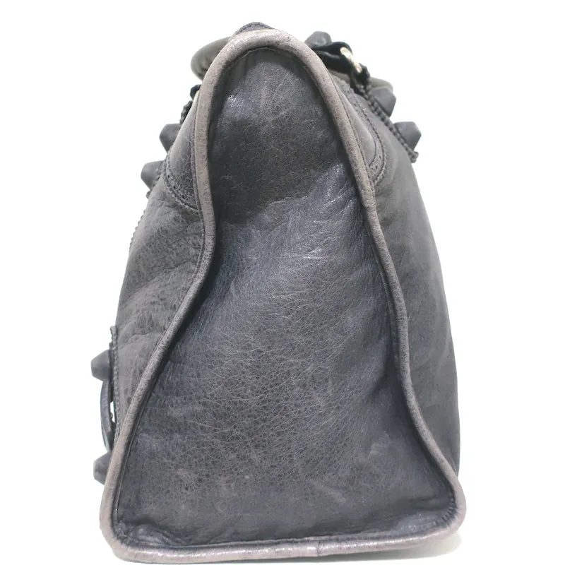 Balenciaga Giant Brogues Covered Work Bag Dark Gray Leather