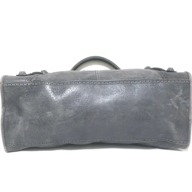 Balenciaga Giant Brogues Covered Work Bag Dark Gray Leather