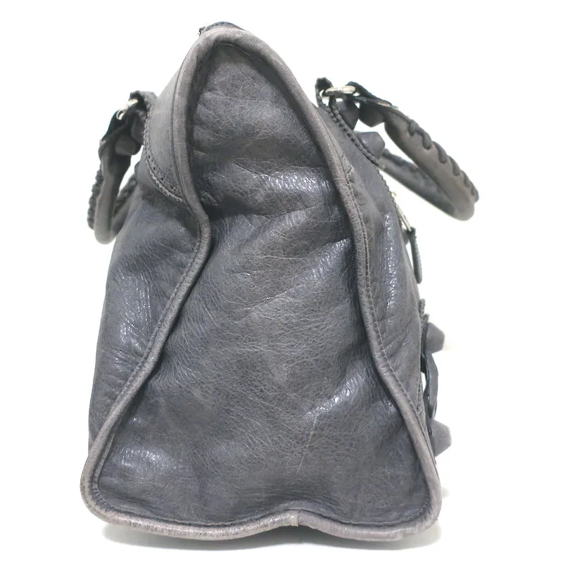 Balenciaga Giant Brogues Covered Work Bag Dark Gray Leather