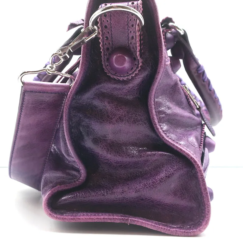 Balenciaga Giant Covered Brogues City Bag Grape Leather