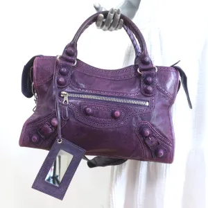 Balenciaga Giant Covered Brogues City Bag Grape Leather