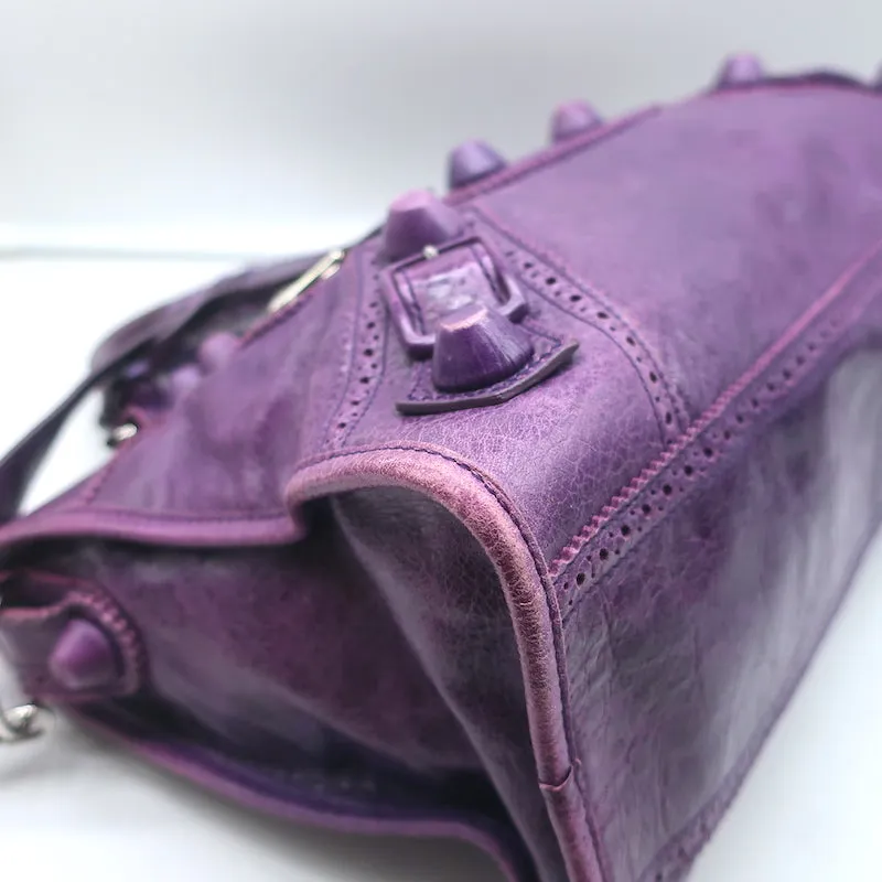 Balenciaga Giant Covered Brogues City Bag Grape Leather