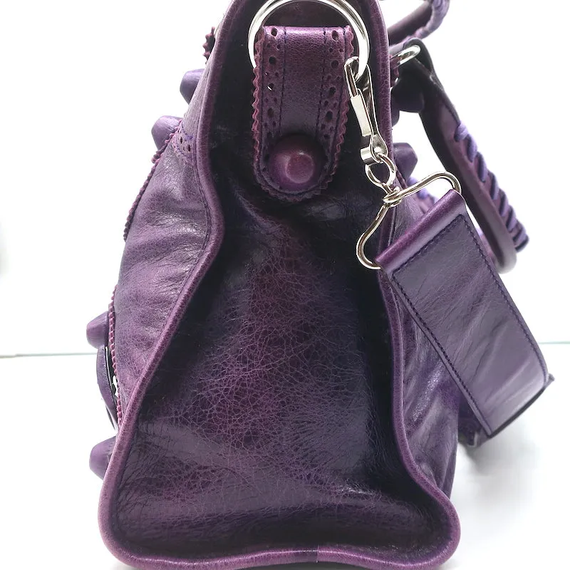 Balenciaga Giant Covered Brogues City Bag Grape Leather