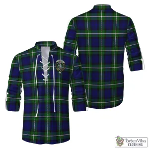 Bannerman Tartan Men's Scottish Traditional Jacobite Ghillie Kilt Shirt with Family Crest