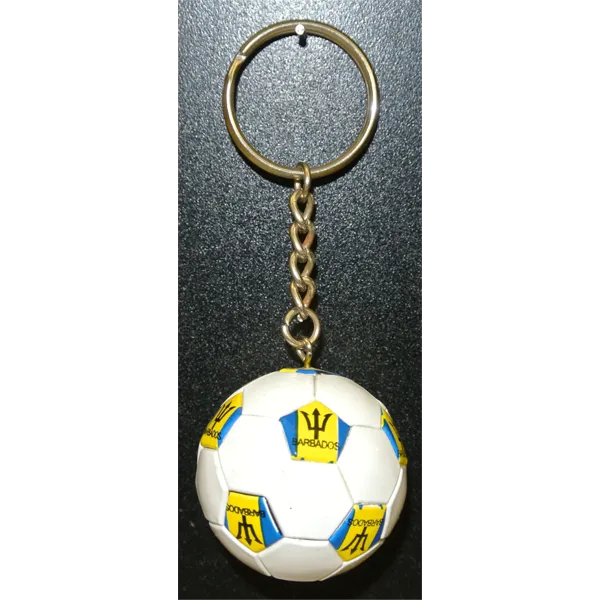 Barbados Soccer Ball Metal Key Chain