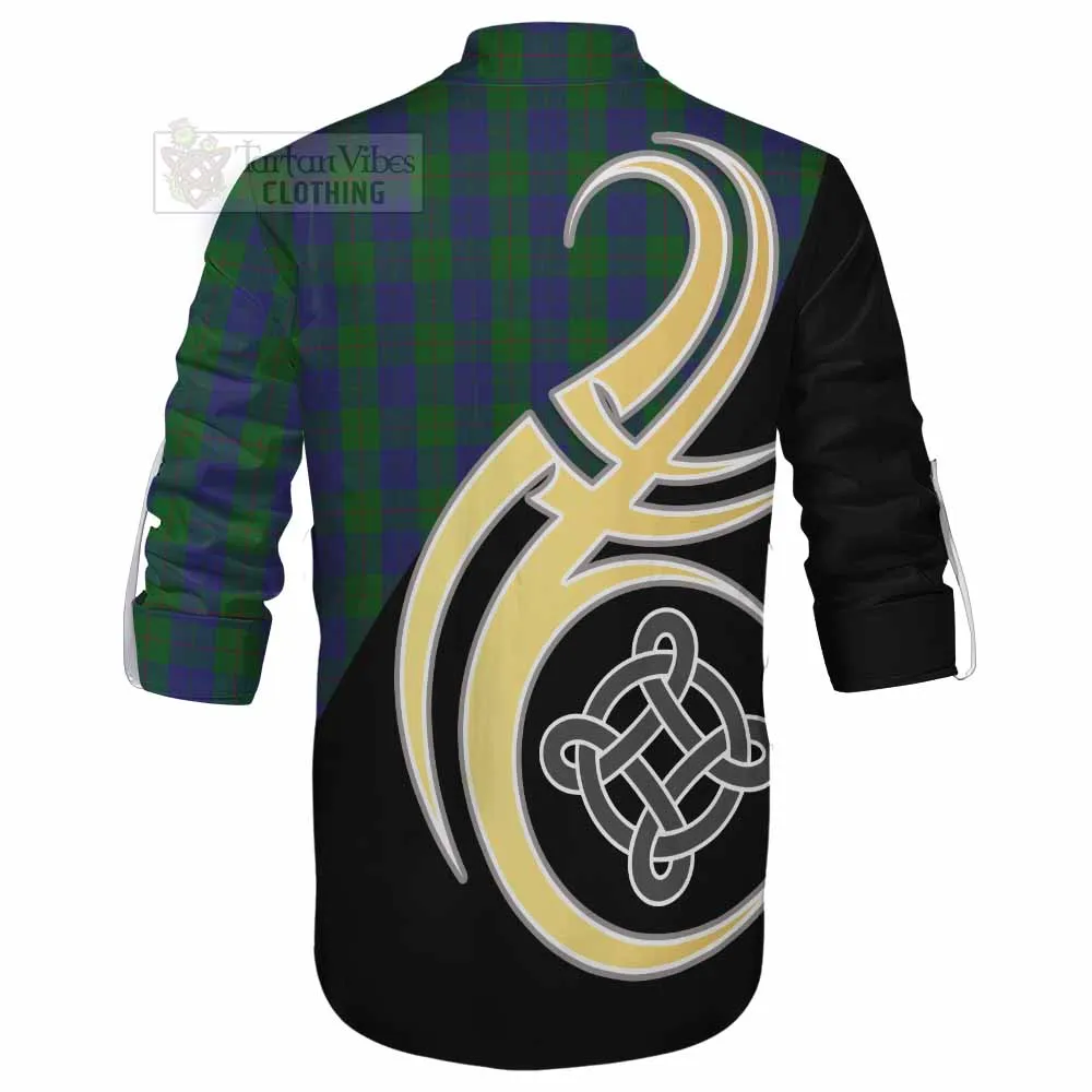 Barclay Tartan Ghillie Kilt Shirt with Family Crest and Celtic Symbol Style