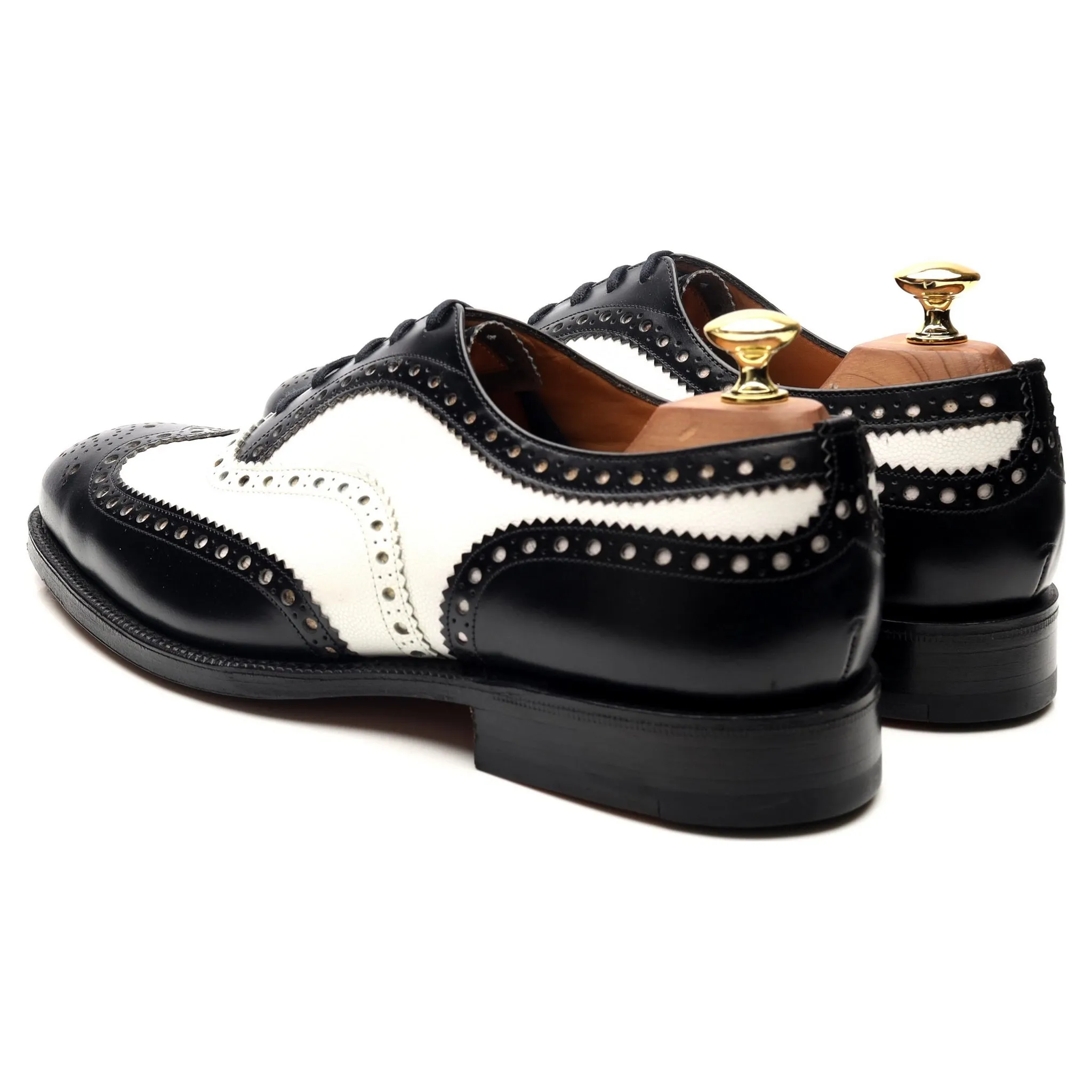 'Barlow' Black White Leather Spectator Brogues UK 8 G