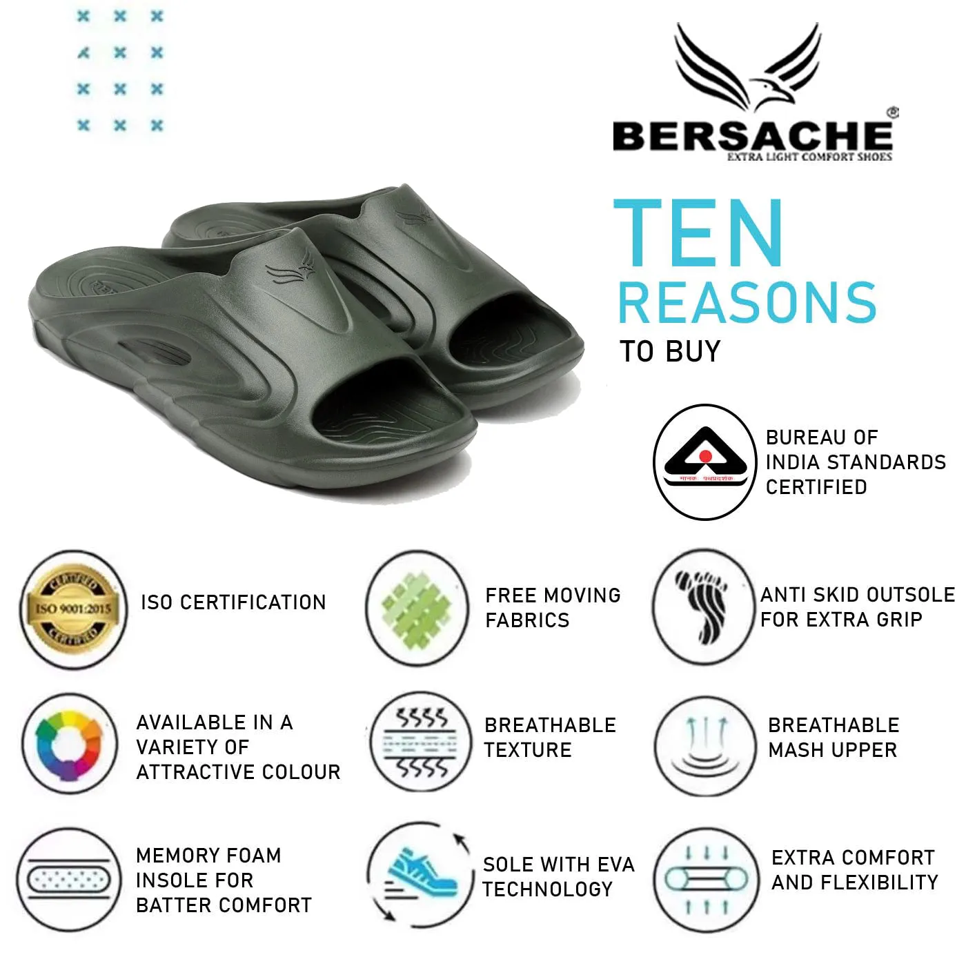 Bersache Extra Soft Classic Casual with  Regular wear with Ultra Soft & Flexibility Technology Flip Flop for Men's & Boy's (6116-Green)