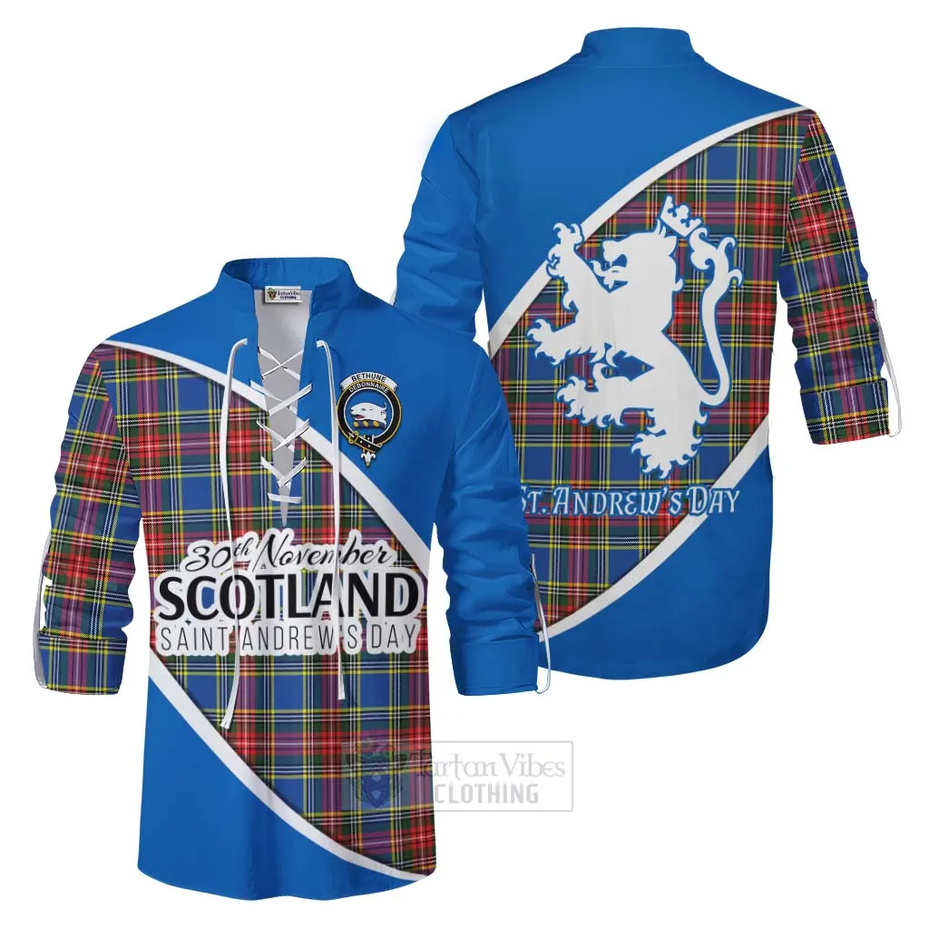 Bethune Family Crest Tartan Ghillie Kilt Shirt Celebrate Saint Andrew's Day in Style