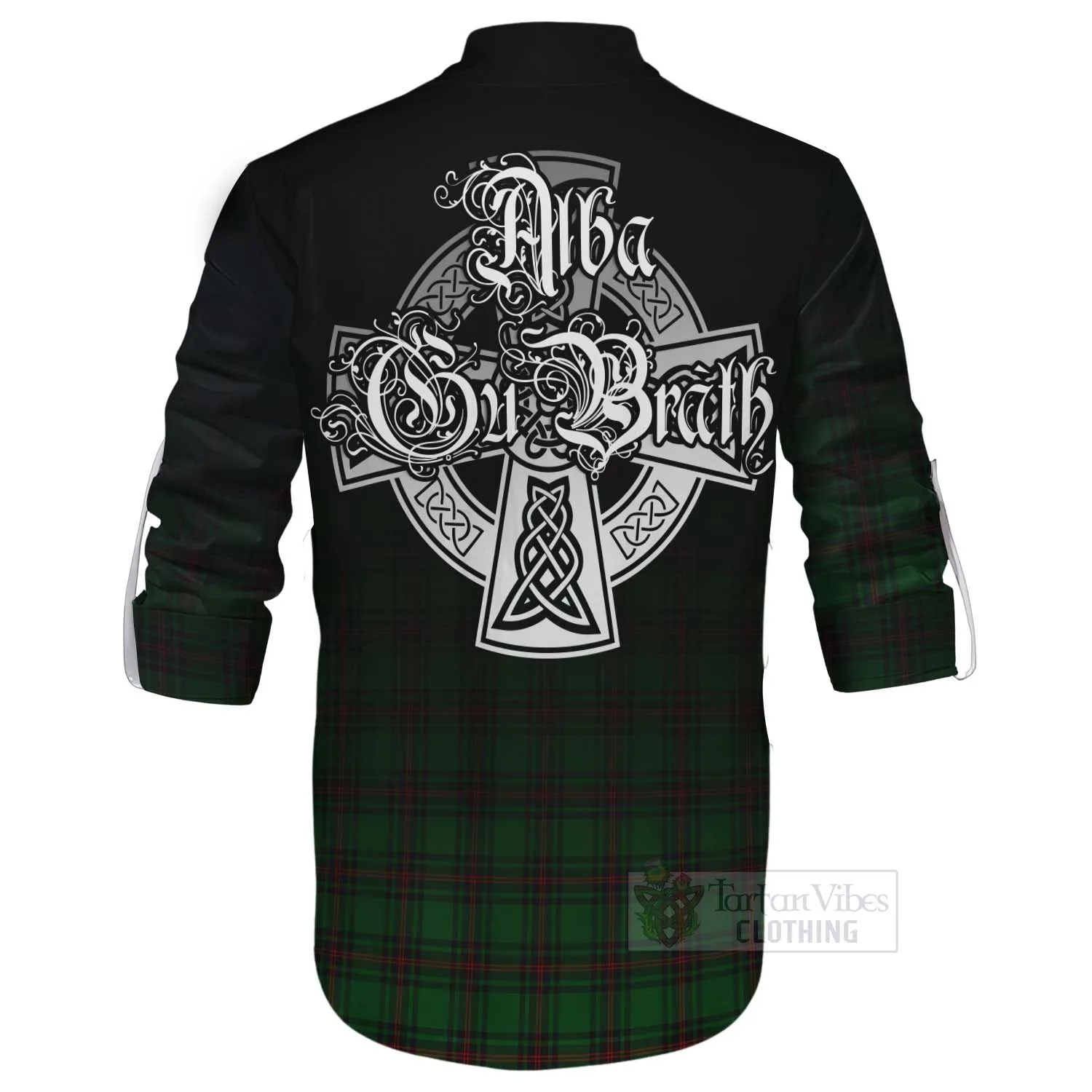 Beveridge Tartan Ghillie Kilt Shirt Featuring Alba Gu Brath Family Crest Celtic Inspired