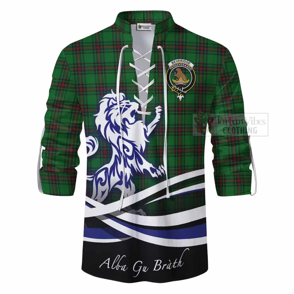 Beveridge Tartan Ghillie Kilt Shirt with Alba Gu Brath Regal Lion Emblem