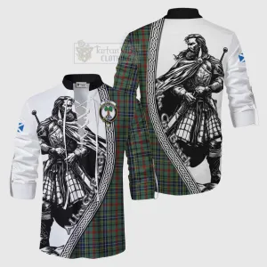 Bisset Tartan Clan Crest Ghillie Kilt Shirt with Highlander Warrior Celtic Style