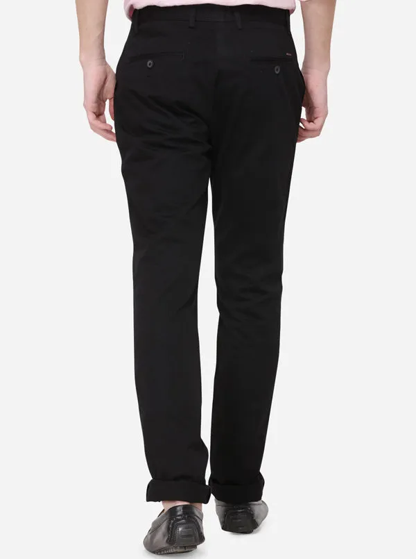 Black Solid Super Slim Fit Casual Trouser | Greenfibre