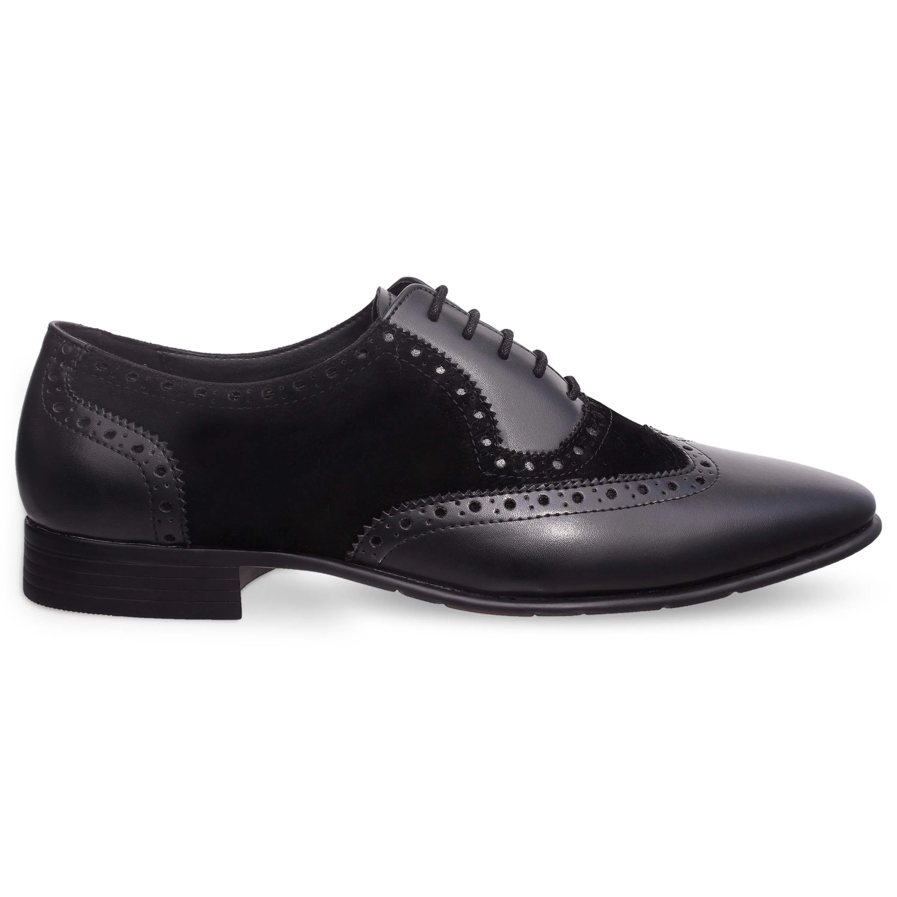 Black Wing-toe Suede Combination Brogues