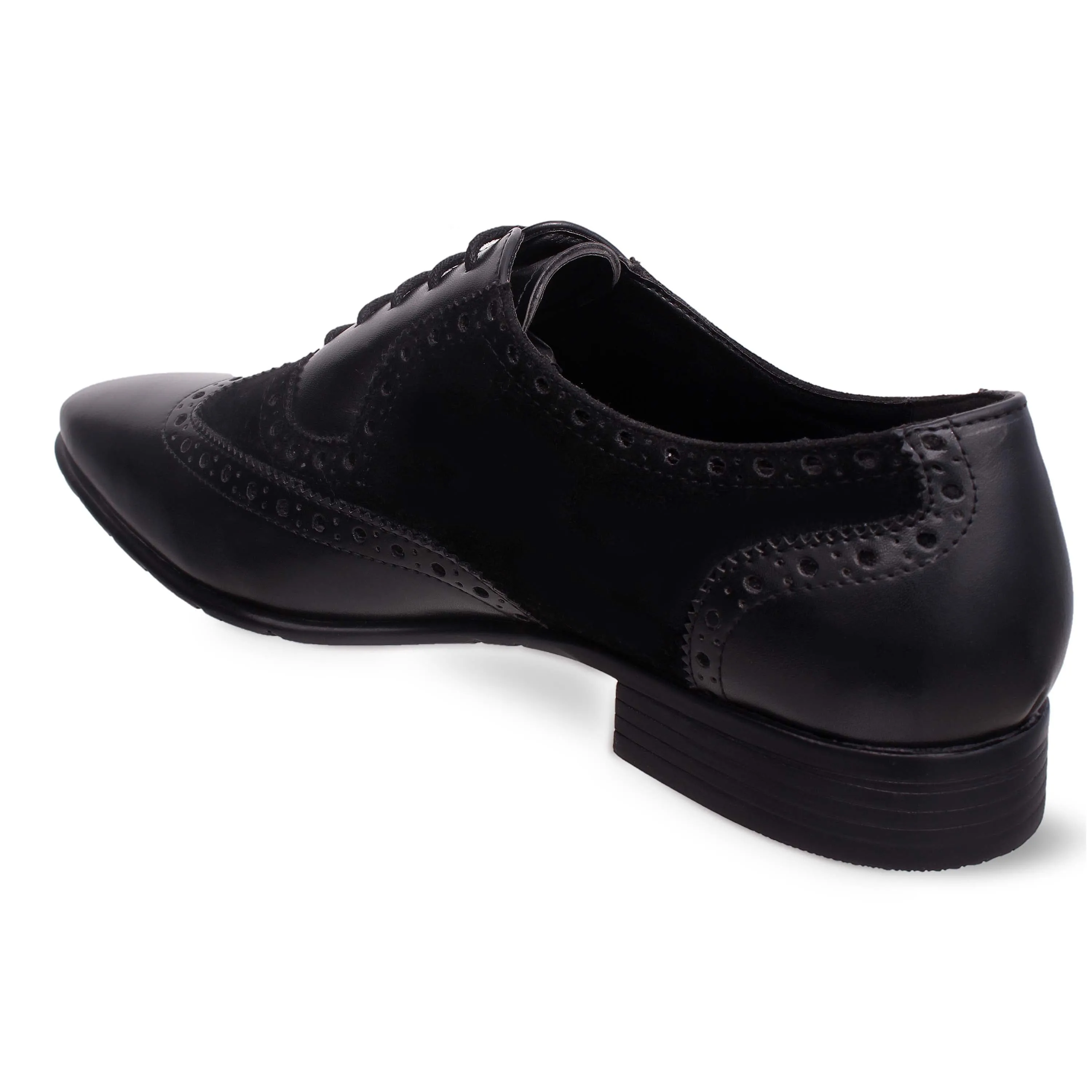 Black Wing-toe Suede Combination Brogues