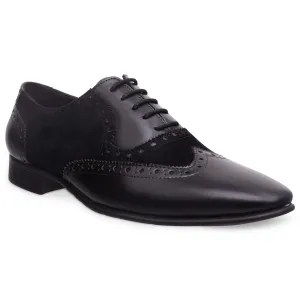 Black Wing-toe Suede Combination Brogues