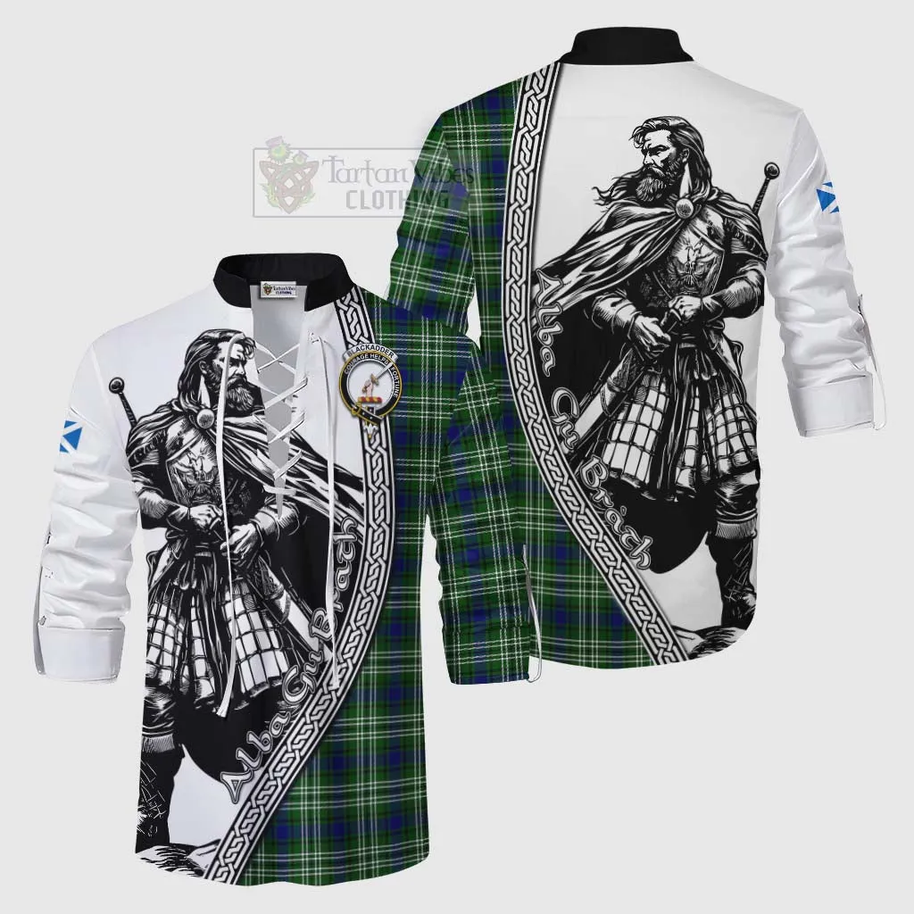 Blackadder Tartan Clan Crest Ghillie Kilt Shirt with Highlander Warrior Celtic Style