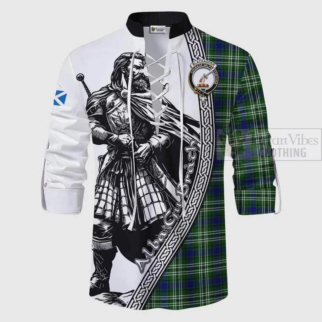 Blackadder Tartan Clan Crest Ghillie Kilt Shirt with Highlander Warrior Celtic Style