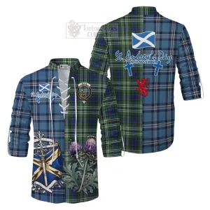 Blyth Tartan Ghillie Kilt Shirt Happy St. Andrew's Day Half Tartan Style